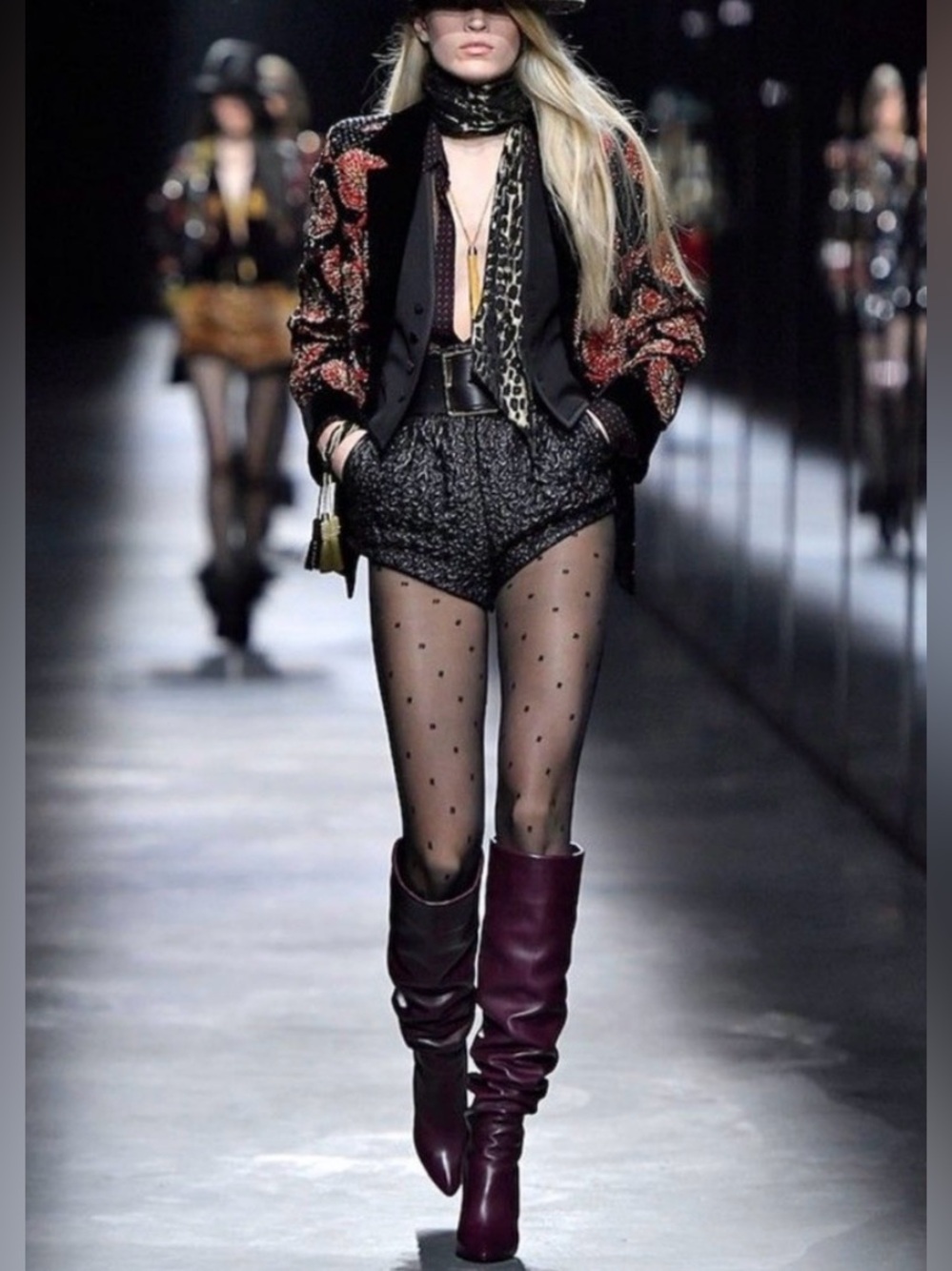 New Saint Laurent Kiki Burgundy Over-the-Knee Leather Boots YSL